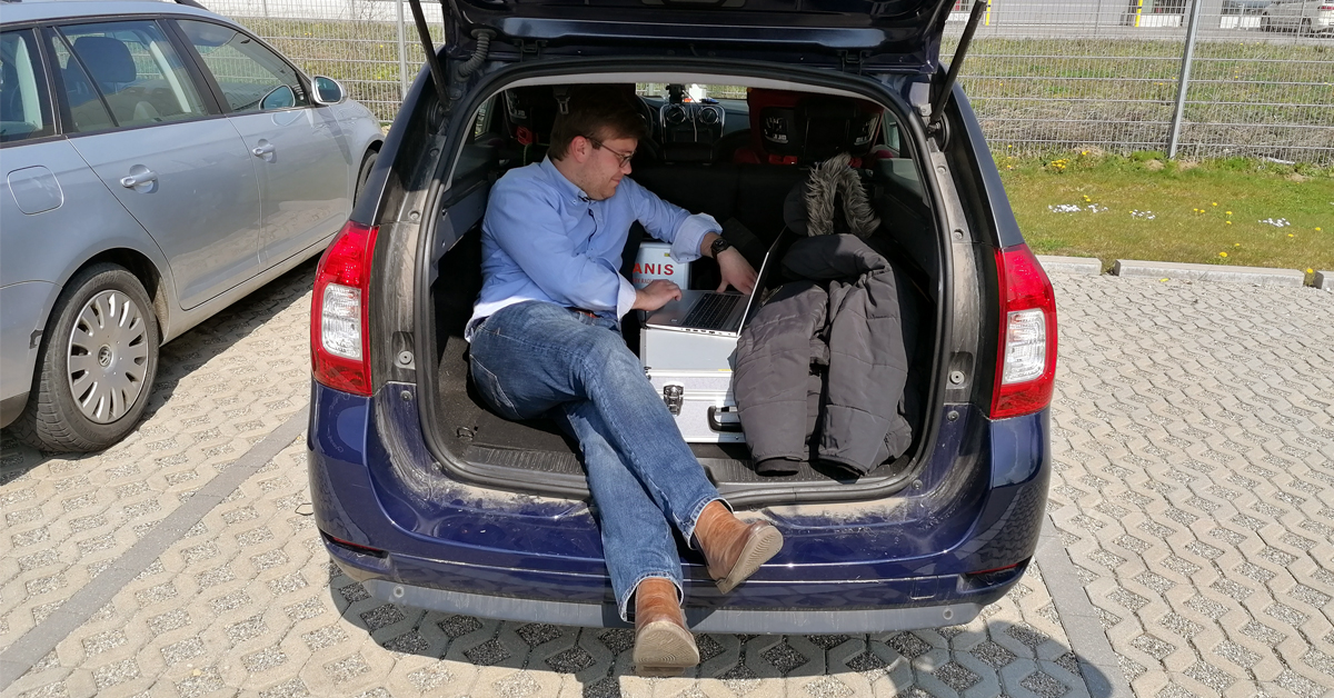 "Mobile office"? Check! For the commissioning of the Delivery Drone, we sometimes even convert a car boot into a workstation